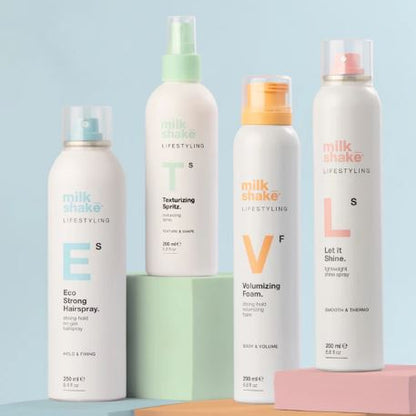 Collection of Milk Shake hair care products on a colorful background