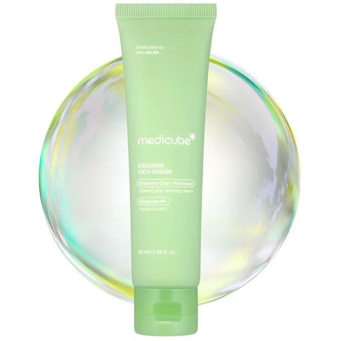 Green tube of Medicube cream on a white background