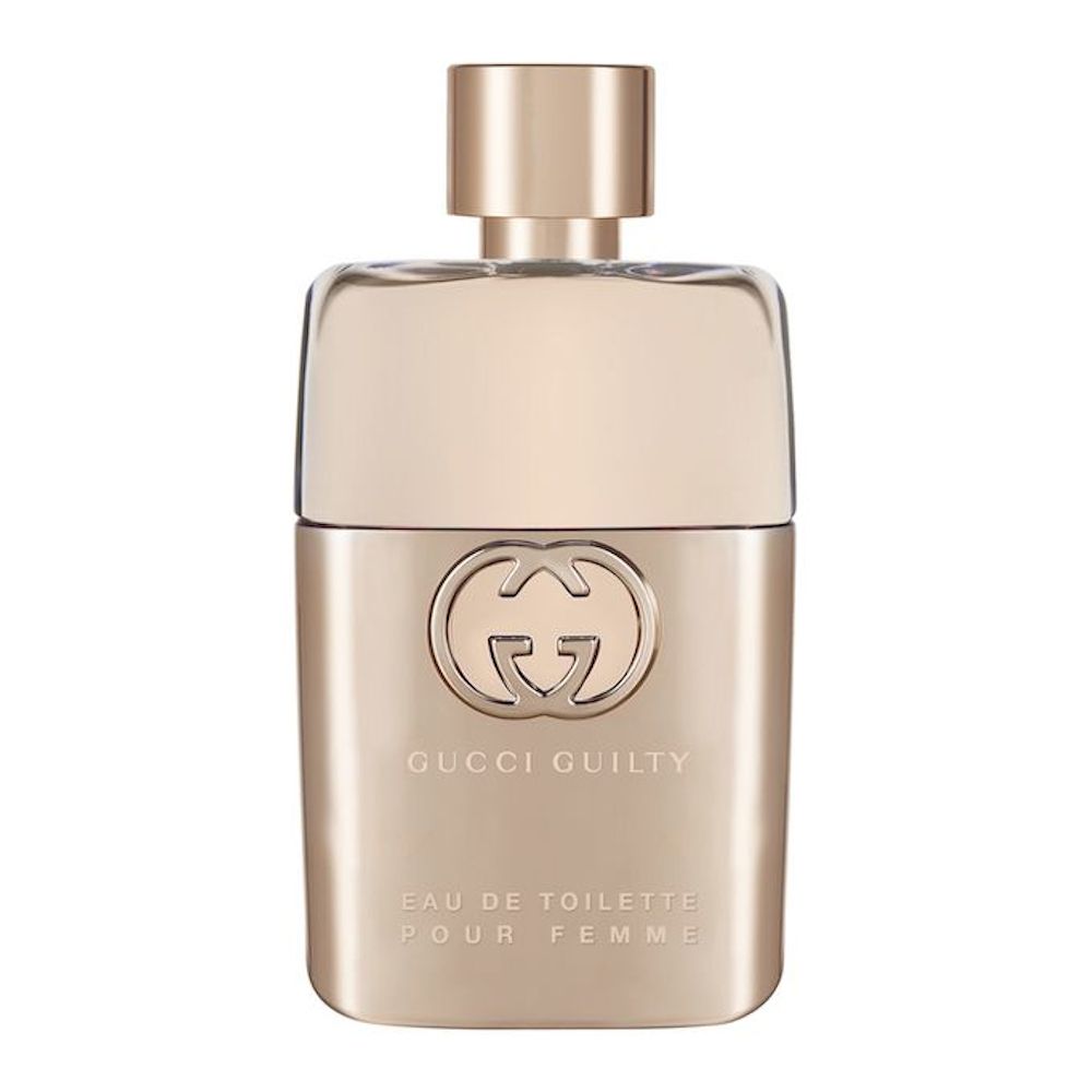 Gucci Guilty perfume bottle on a white background