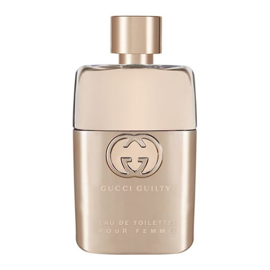 Gucci Guilty perfume bottle on a white background