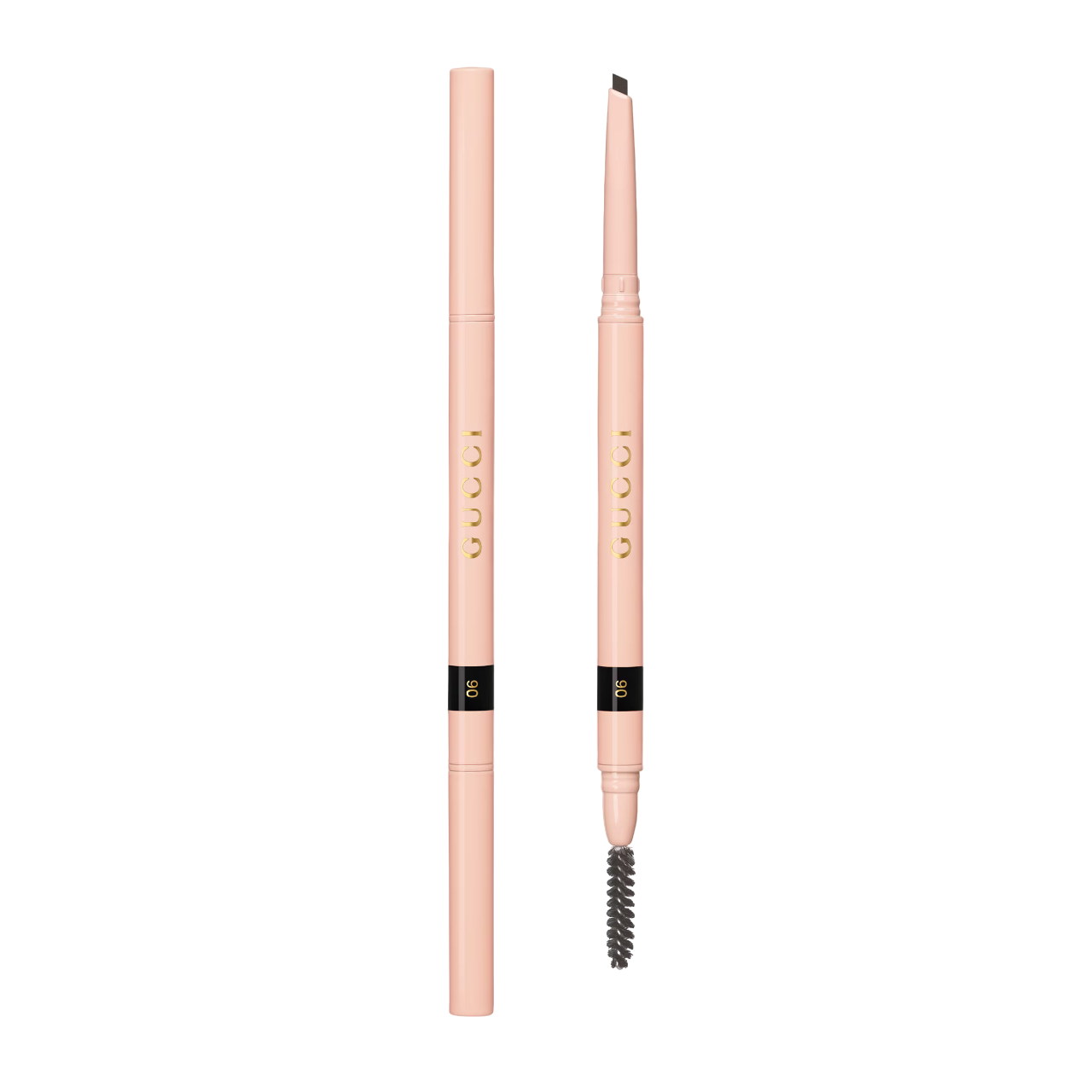 Makeup pencil with a brush on a white background