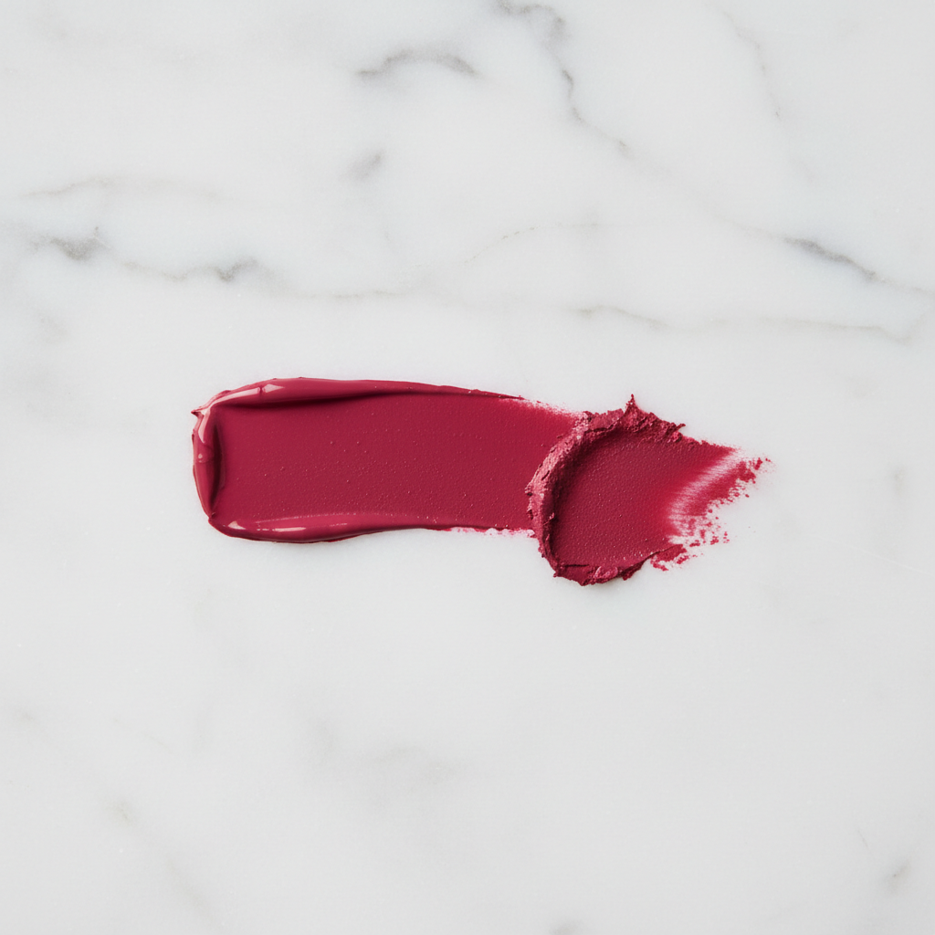 Dolce & Gabbana Dolcissimo Matte Lipstick Shade 12 raspberry texture swatch flat lay