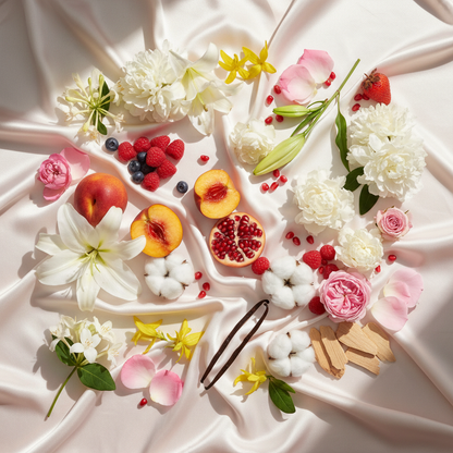 Notes olfactives Lattafa Fakhar Women — lys, grenade, tubéreuse, jasmin, gardénia, ylang-ylang, rose, pivoine, vanille, santal, musc blanc