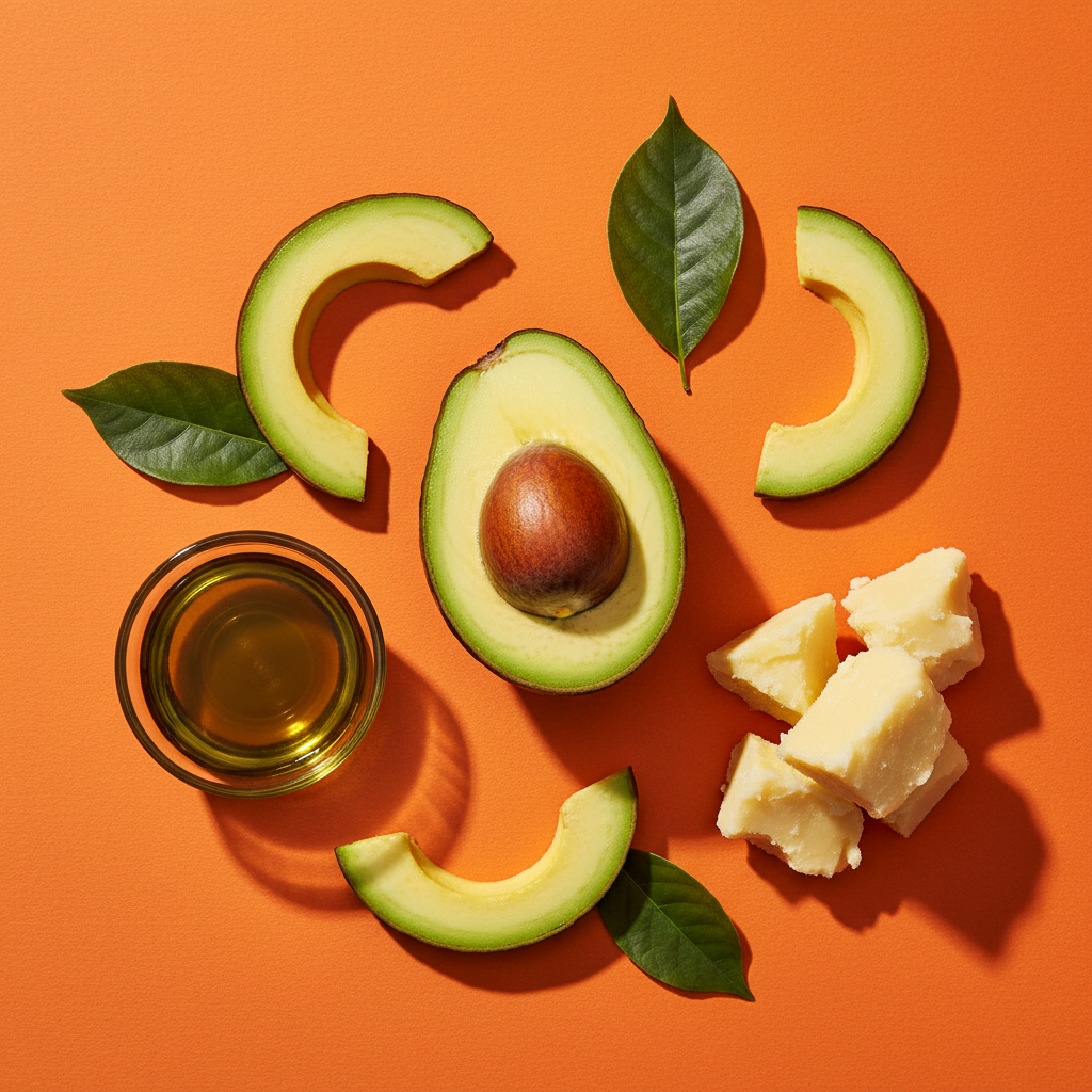 Ingrédients clés Cantu Avocado Styling Cream — avocat frais, huile d'avocat, beurre de karité