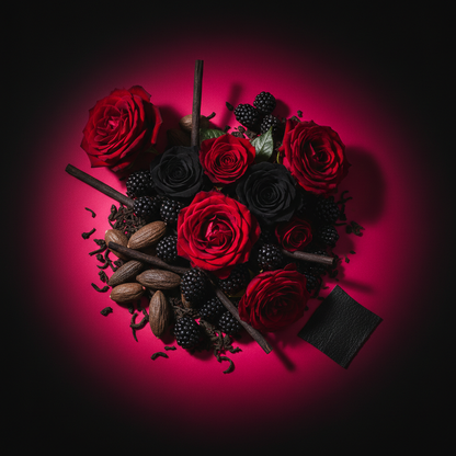 Notes olfactives Guerlain La Petite Robe Noire Rose Noire — rose, mûre, tonka, réglisse, thé noir, cuir