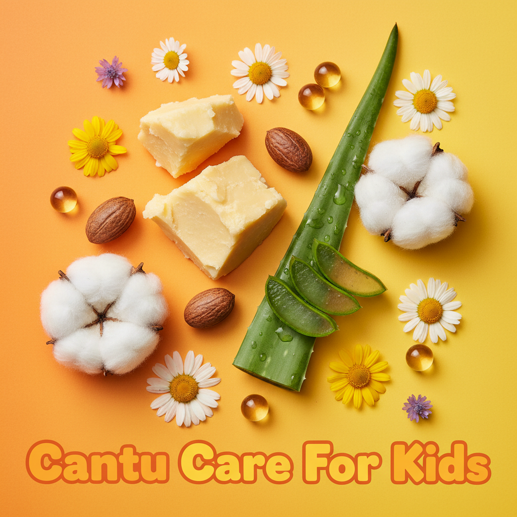 Ingrédients clés Cantu Care For Kids — beurre de karité, aloé vera, panthénol B5, formule douce pour enfants