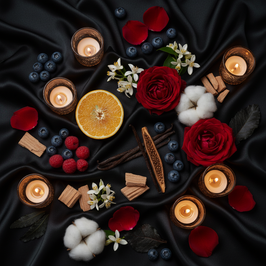Notes olfactives Guerlain La Petite Robe Noire Intense — myrtille, framboise, bergamote, rose bulgare, fleur d'oranger, santal, patchouli, vanille