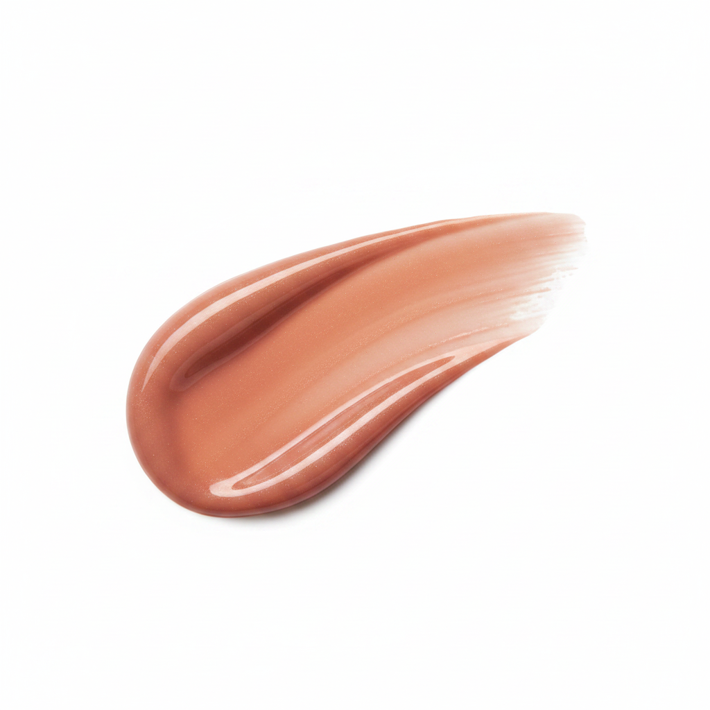 Rodial SPF 15 Lip Oil creamy glossy texture swatch in warm rose-nude tone