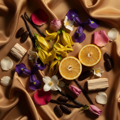 Notes olfactives Guerlain Samsara — ylang-ylang, bergamote, jasmin, iris, rose, santal, vanille, tonka