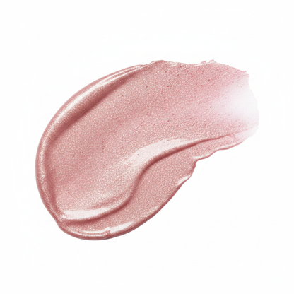 Milani Cheek Kiss Liquid Blush Pink Cava 120 swatch — rose pink with heavy glitter shimmer on white background