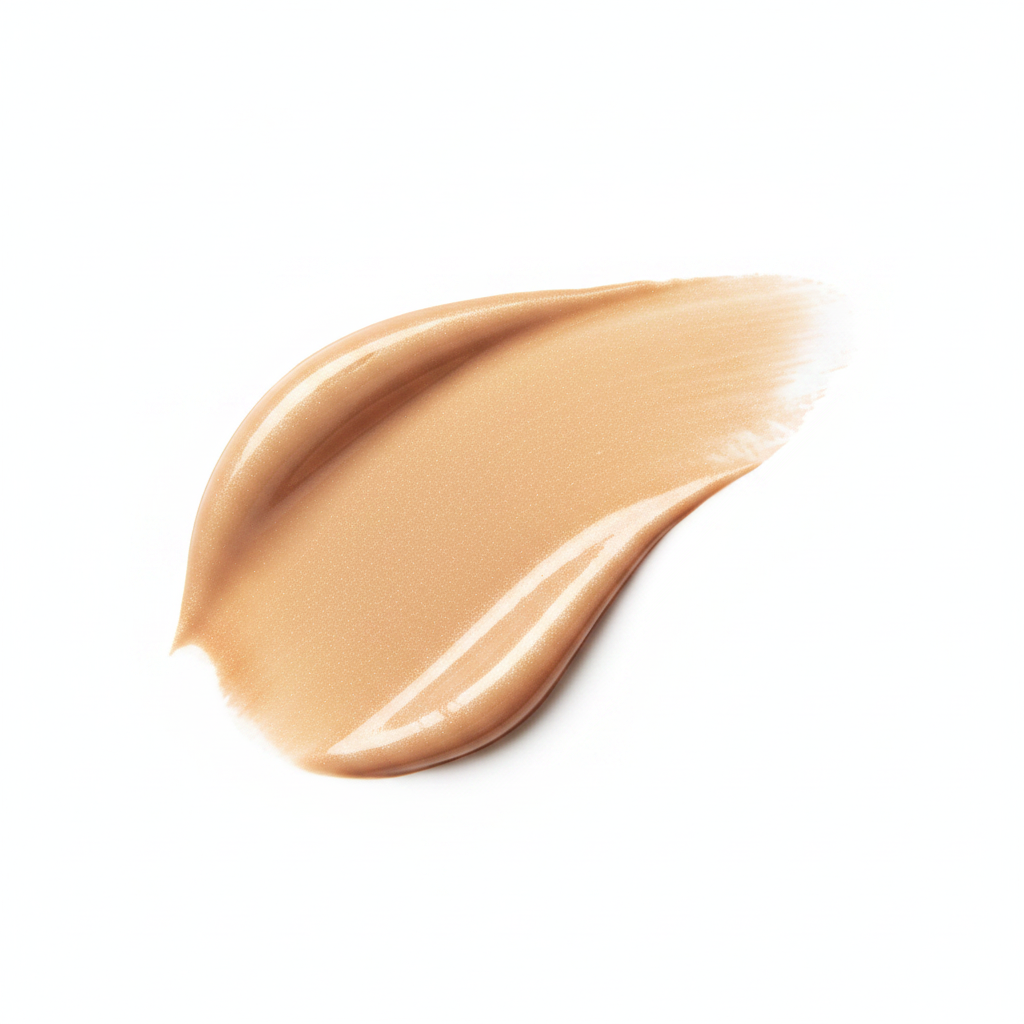 Rodial Latte Lowlighter creamy satin texture swatch in warm beige-gold tone