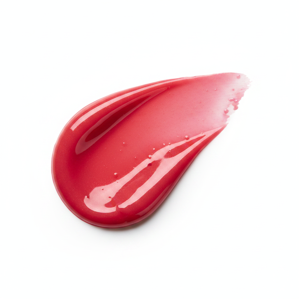 Rodial Collagen Lip Plumping Oil Cherry glossy texture swatch in vivid cherry red