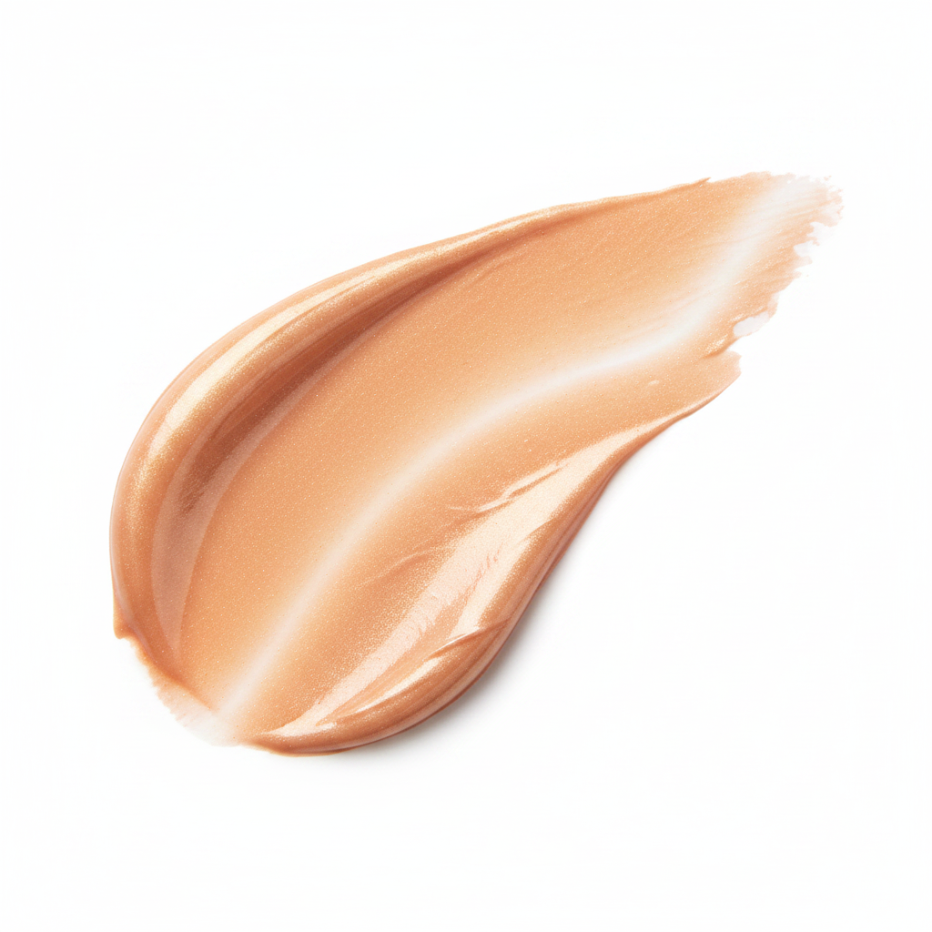 Rodial Peach Lowlighter creamy satin texture swatch in warm peach-gold tone