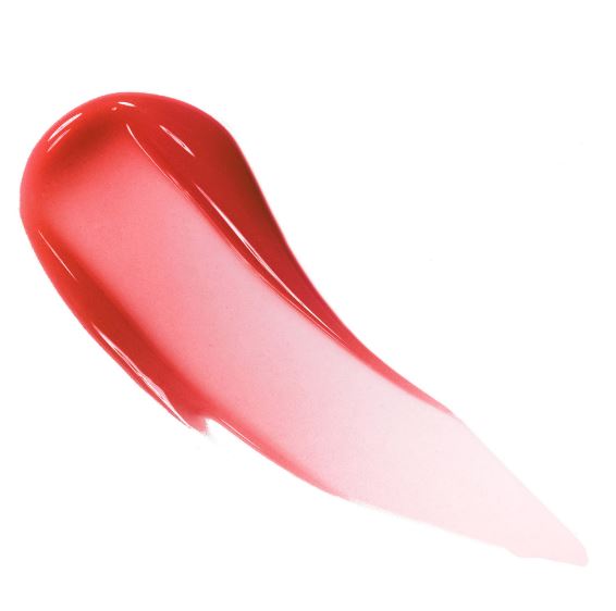 Red lip gloss swatch on a white background