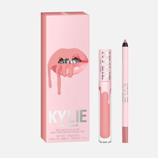 Pink lip gloss with packaging on a white background