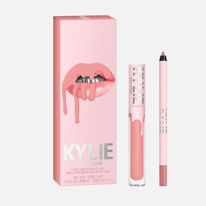 Pink lip gloss with packaging on a white background