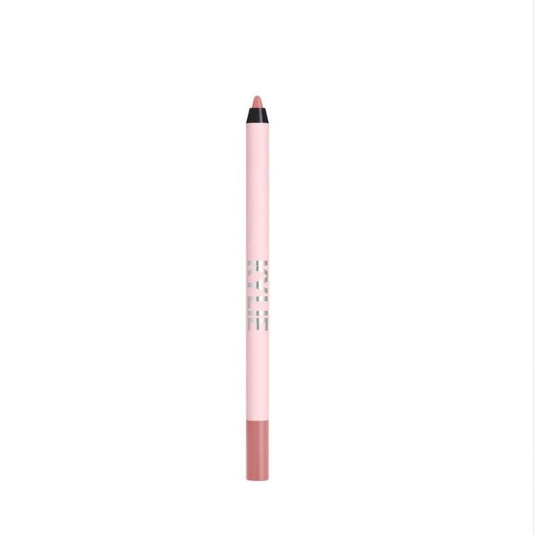 Pink lip liner with black cap on a white background