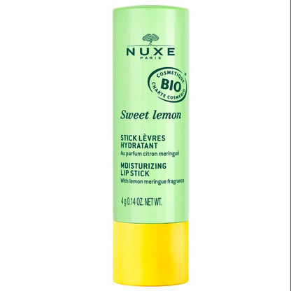 Nuxe Sweet Lemon moisturizing lip stick on a white background