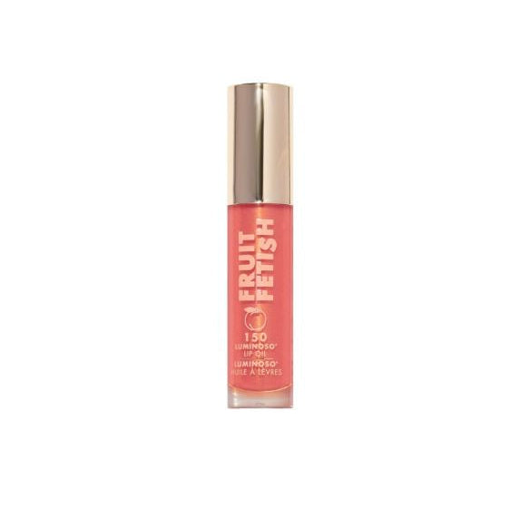 Lip gloss with gold cap and red body on a white background
