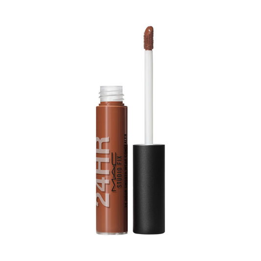 Lip gloss with applicator on a white background