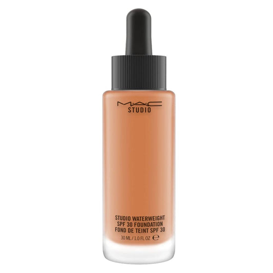 MAC Studio Waterweight SPF 30 foundation bottle on a white background
