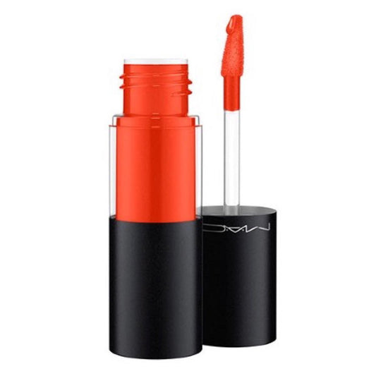 Lipstick with black and orange design on a white background