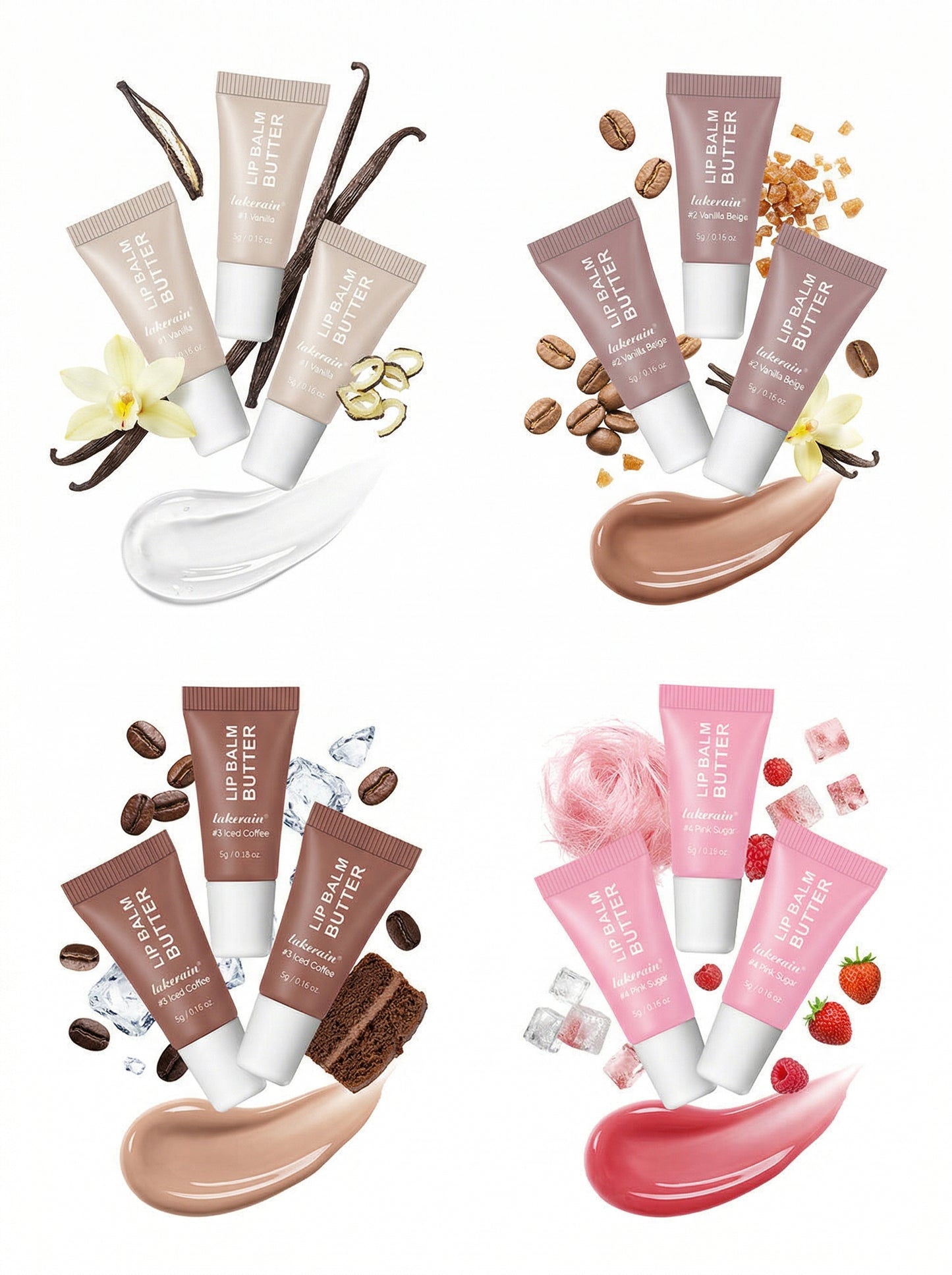 Lakerain Mini Lippenbalsem Butter Set | 4 Glanzende Lippenbalsems