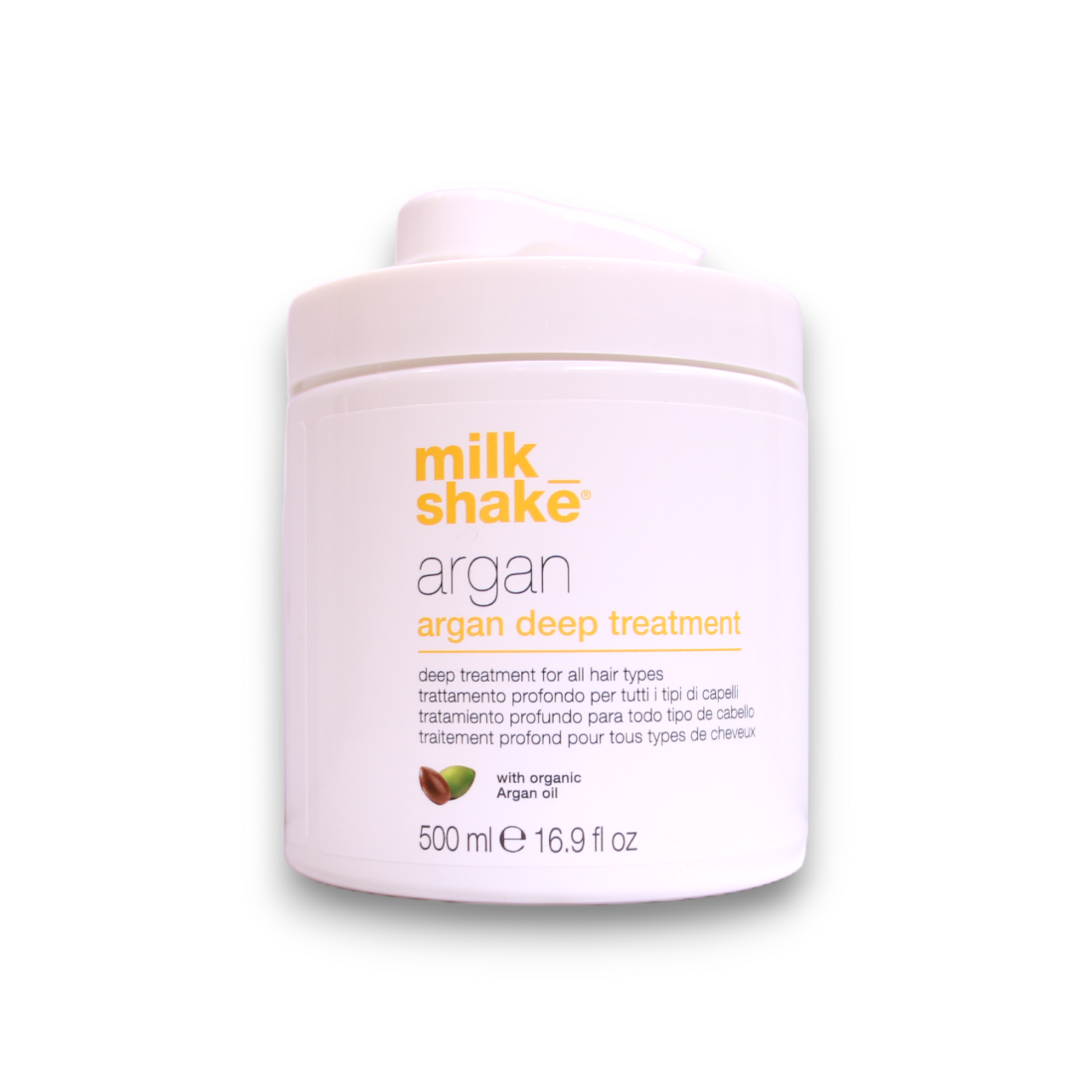 Milk Shake Argan Deep Treatment jar on a white background