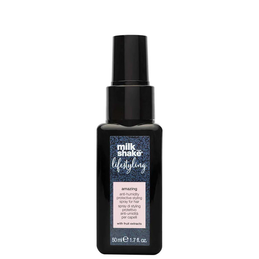 Black spray bottle with 'milk_shake' branding on a white background