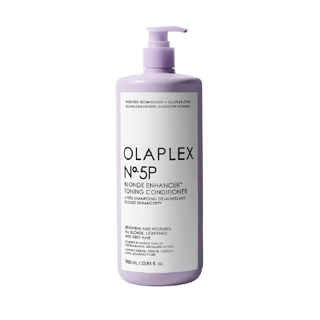 Olaplex No. 5P blonde enhancing toning conditioner bottle on a white background