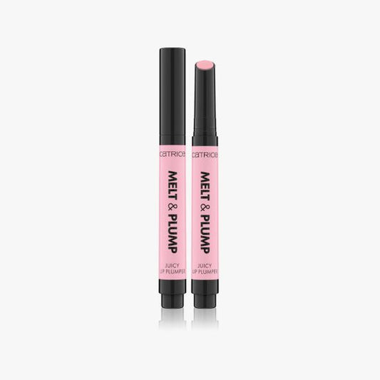 Two Catrice Melt & Plump lip products on a white background