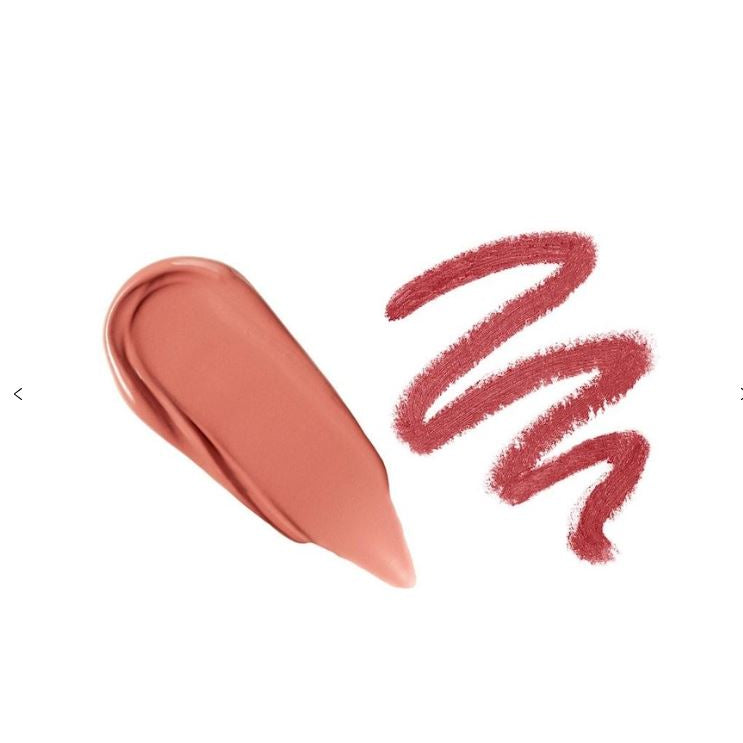 Lipstick swatch and smudge on a white background