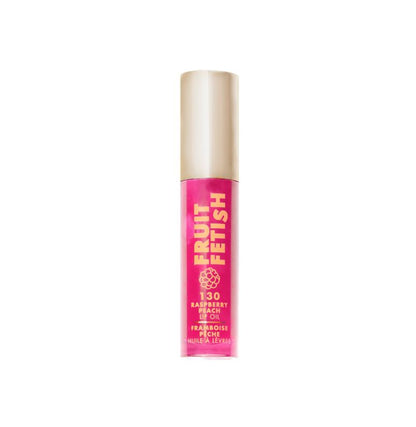 Pink lip gloss with gold cap on a white background