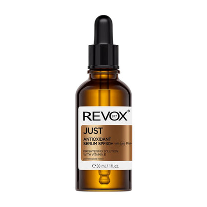 Revox Just Antioxidant Serum bottle with dropper on a white background
