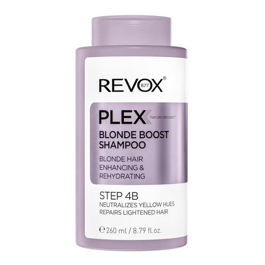Revox Plex Blonde Boost Shampoo bottle on a white background