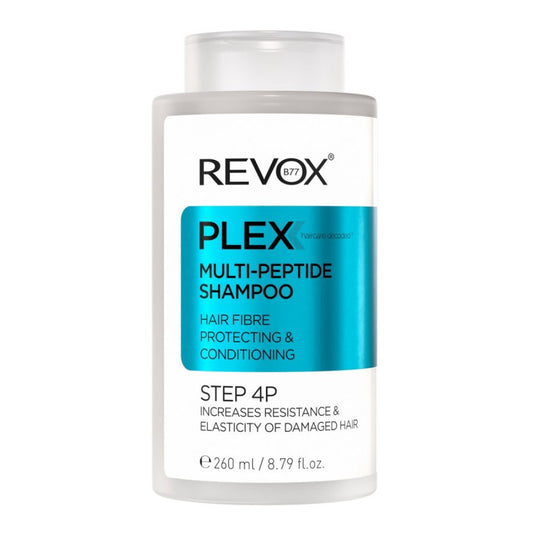 Revox PLEX Multi-Peptide Shampoo bottle on a white background