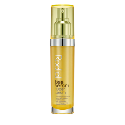 Rodial bee venom super serum bottle on a white background