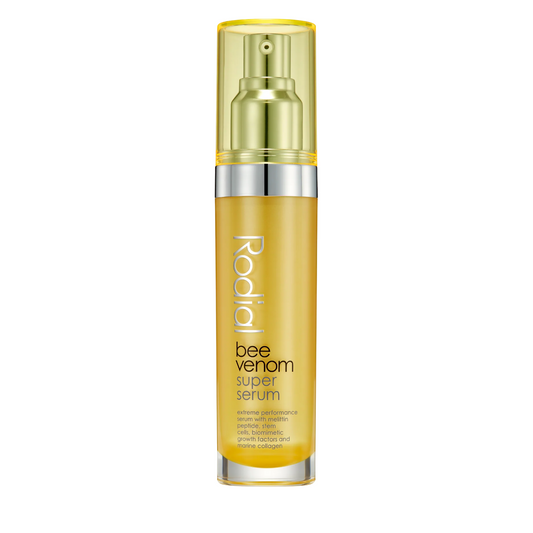 Rodial bee venom super serum bottle on a white background