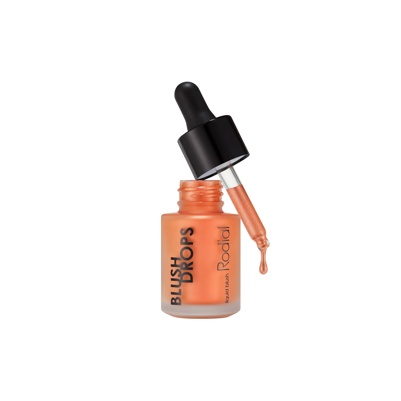 Blush Drops dropper bottle with peach-colored blush on a white background