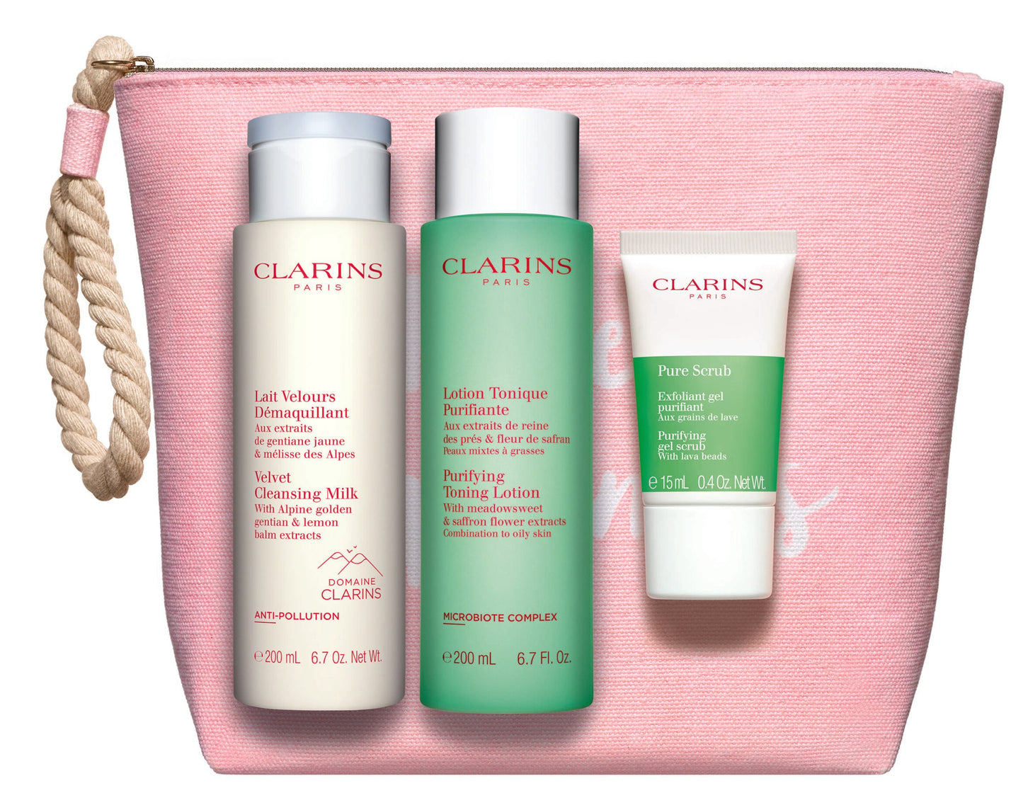 Clarins Cleansing Essentials Gift Set Combination Oily Skin at Pink Velvet