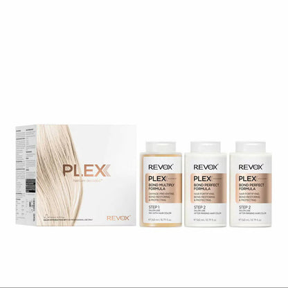Revox PLEX hair care product set on a white background