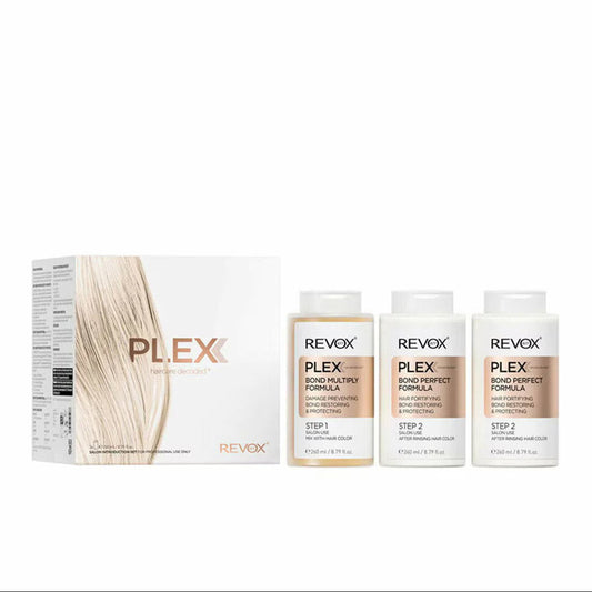 Revox PLEX hair care product set on a white background