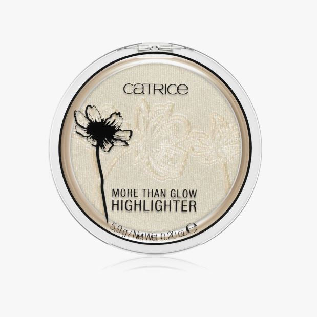 Catrice highlighter compact with floral design on a white background