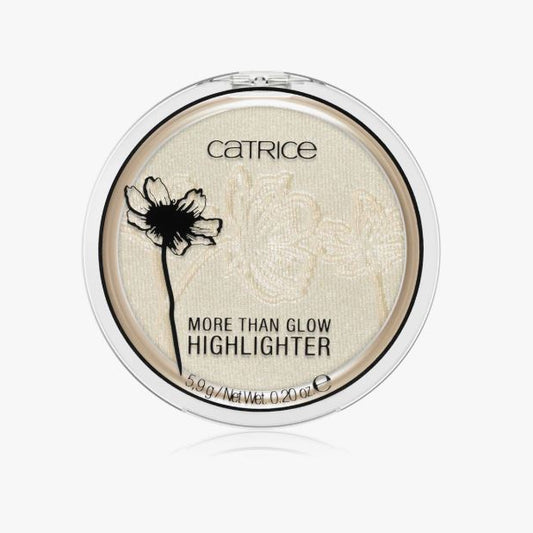 Catrice highlighter compact with floral design on a white background