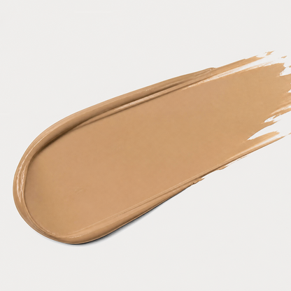 Beige makeup swatch on a light gray background
