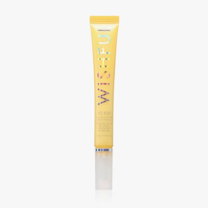 Yellow tube of WISFU hair product on a white background